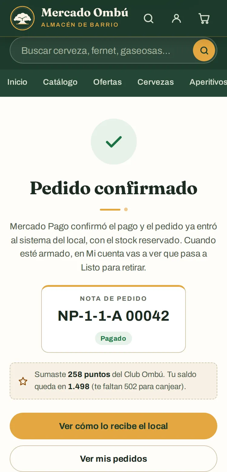 Pedido confirmado